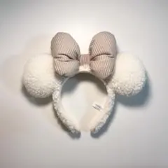 ディズニーカチューシャ ボア（ホワイト×ベージュ）