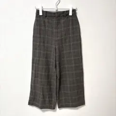 ニコアンド チェック柄 ワイドパンツ グレー ポケット付き M