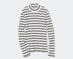 新品タグ付　UNIQLOユニクロ　リブボーダー　ハイネックT 3XL