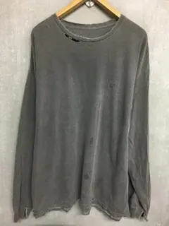ANCELLM アンセルム ダメージ加工 ロンT 長袖 Tシャツ グレー - メルカリ