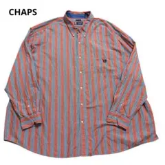 【希少サイズ】 CHAPS ストライプシャツ 6XB 5XL長袖 大きいサイズ