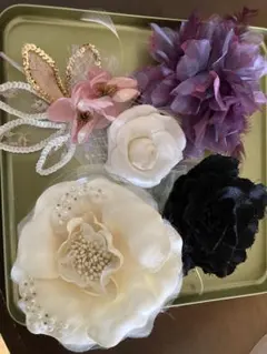 花モチーフ コサージュ　 未使用品含む5品セット
