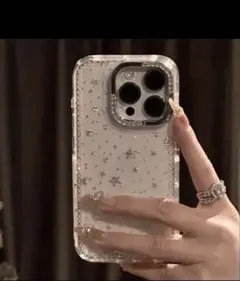 iPhone 15用　キラキラ　透明　ケース