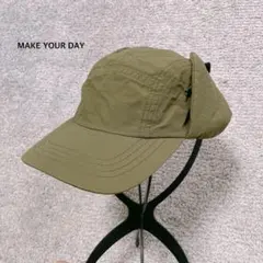 ＝【MAKE YOUR DAY】フライトキャップ カーキ キッズ 帽子のサムネイル