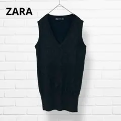 ZARA ザラ✨ニットベスト【Ｌ】Ｖネック 丈長め