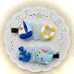 ホイップデコヘアピン《海》②くじら、ヨット、夏