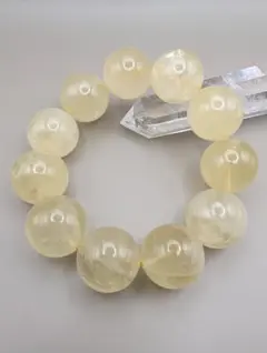 レモンクォーツ 21mm 超大玉 天然石ブレスレット 内径17cm