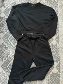 ZARA ブラック クロップドスウェット＆スウェットパンツセット