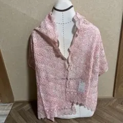 ピンク レース ストール レーヨン100%