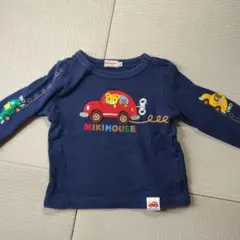 ミキハウス　プッチーくん　ワッペンいっぱい　ロンT　紺　80