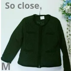 ★USED　So close 黒 キルティングノーカラージャケット　a0164