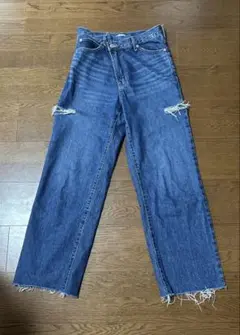 LOWRYS FARM ダメージワイドレッグデニムパンツ