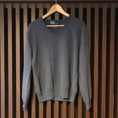 ポロラルフローレン　Vネックセーター　Lサイズ　ブルー　毛100%