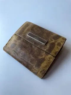 Gucci グッチ Wホック ヘビ革 二つ折り財布 ブラウン