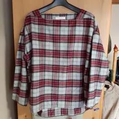 ＊chocol raffine robe＊チェック柄のスクエアネックの起毛シャツ