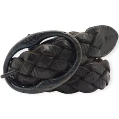 【00s】REPLAY リプレイ デカバックル レザー メッシュベルト ブラック