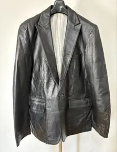 ブラックレザーシングルブレストジャケット