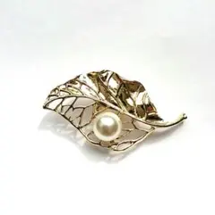 《再販×11》パール付き透かし葉っぱの帯留め