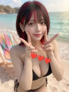 女性ポートレート写真 海辺 ビキニ　3枚