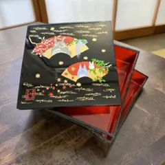 【美品】となりのトトロ 二段重箱 漆器風 ジブリ お重 ランチボックス おせちのサムネイル