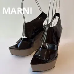 マルニ エナメル ウェッジソールサンダル ダークブラウン MARNI 22.5のサムネイル
