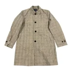 8LA1 タータンチェック柄　コート　ジャケット　クラシカル　ブラウン　古着