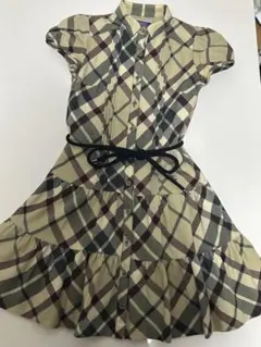 バーバリーブルーレーベル　フレアワンピース　フリル　ホースロゴ　刺繍　リボン バーバリーブルーレーベル フレアワンピース フリル ホースロゴ 刺繍
