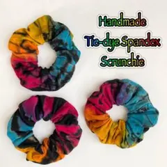 ハンドメイド  タイダイ染め スパンデックス ヘアゴム シュシュ 3個セット