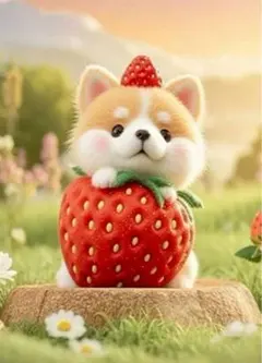 No.1820 ダイヤモンドアート モザイクアート キット 柴犬 犬 苺