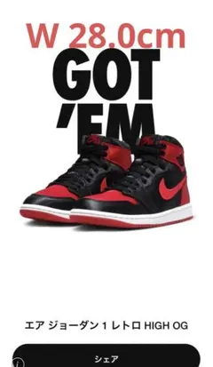 ナイキ　エアジョーダン1 サテンブレッド 28cm