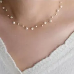 2連パールチョーカー風ネックレス ステンレススチール ゴールド 結婚式 パーティ