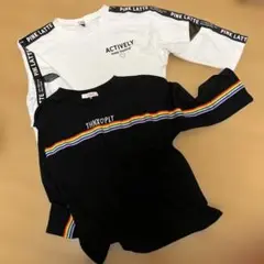 ピンクラテ　150 XS 七分袖　白　黒　ロンT シースル　セット