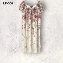 EPoca エポカ　半袖ワンピース　ひざ丈　花柄　M 毛・シルク・カシミヤ混　絹のサムネイル