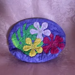 カラフル花模様オーバルポーチ