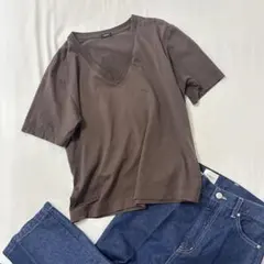 名品✨大人気 LOEFF ロエフ スビンコットン Vネック TEE ブラウンのサムネイル