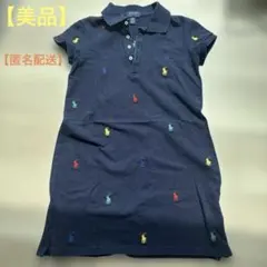 ポロ ラルフローレン 4T 美品 ポロベア 半袖ワンピース ネイビー