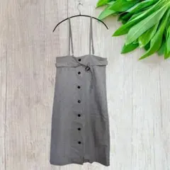 Ray Cassinレイカズン　サスペンダー付スカート【F】グレー　ベルト付