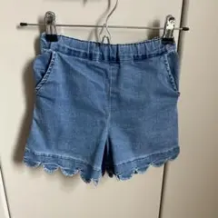 デニムブルー スカラップヘム 半ズボン