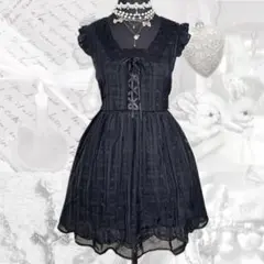 y2k axes femme チェック ワンピ レース ダークコア ゴシックのサムネイル