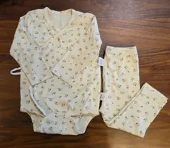 マリンブルー　長袖ロンパースとズボンセット