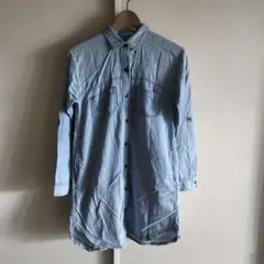 ★5点2222円～★　GU　ジーユー　ライトデニムシャツワンピース　ブルー　M