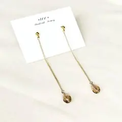 614◆ゴールドチェーン　雫　ロングピアス　ハンドメイド　ピアス　イヤリング