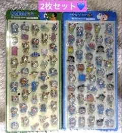 【2枚セット】ドラえもん　クリスタルステッカー　3D シール　硬質　韓国限定
