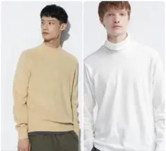 UNIQLO ミドルゲージモックネックセーター ソフトタッチタートルネックT M