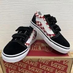 VANS オールドスクールV チェッカー ブラック×レッド 13cm 試着のみ
