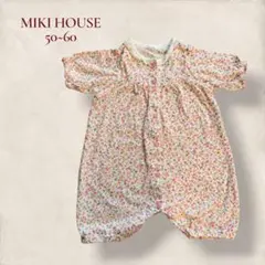 花柄コットンロンパース 半袖 50~60 ミキハウス
