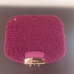 FURLA パープル＆レッド　ファー風　ボア　フラップ　メトロポリス