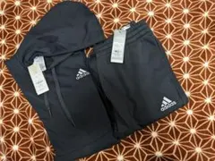 adidas ブラック スウェット上下セット　XLサイズ　裏起毛　黒　メンズ