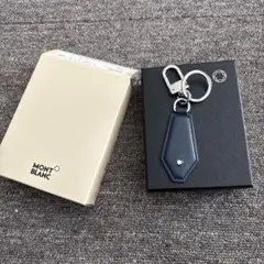MONTBLANC ネイビー レザー キーホルダー
