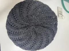 ダークグレー 編み物 ベレー帽